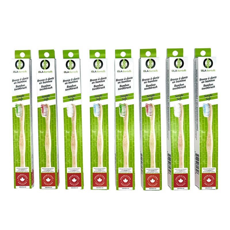 Economy pack of 8 bamboo toothbrushes